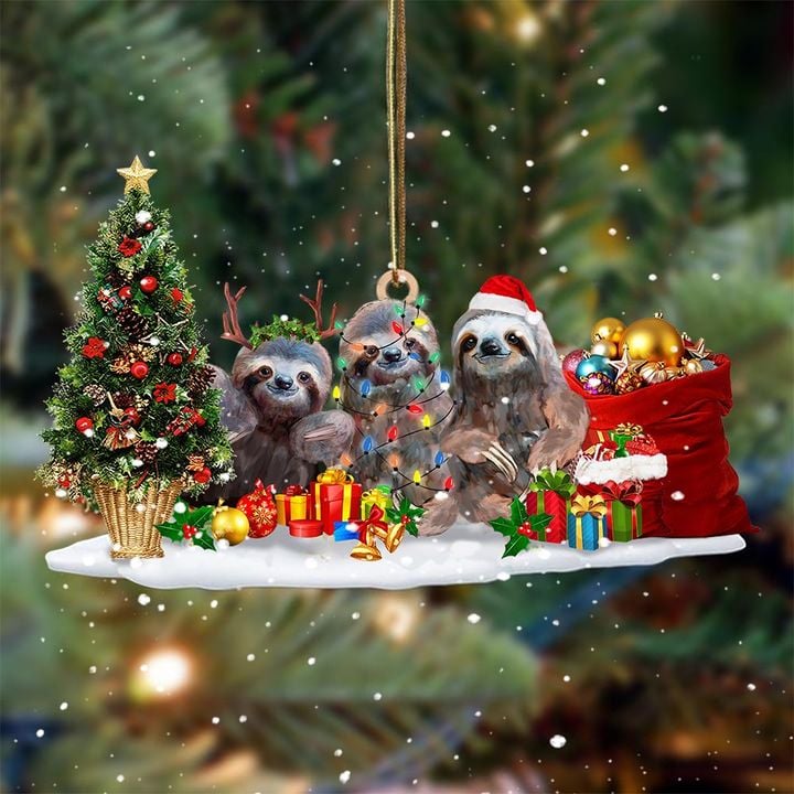 Three Sloths Christmas Ornament Animal Ornament Holiday Xmas Hanging Christmas Tree Decor