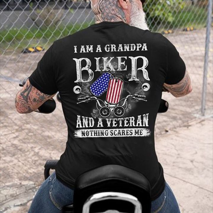I Am A Grandpa Biker And A Veteran Shirt Proud US Veteran T-Shirt Gifts For Bicycle Lovers