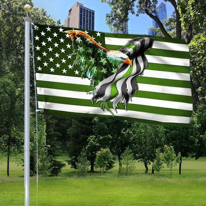 Thin Green Line American Eagle Flag Honoring US Military Flag Patriotic Gift For Veterans Day