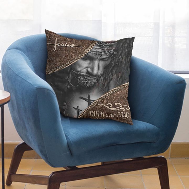 Jesus Pillow Faith Over Fear Inspirational Pillow Home Office Decor Ideas Christian Gifts