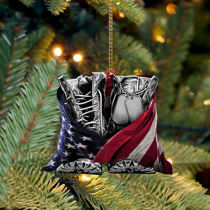 America Flag Boots Military Ornament Christmas Tree Decorations Veteran Gifts Ideas 2021