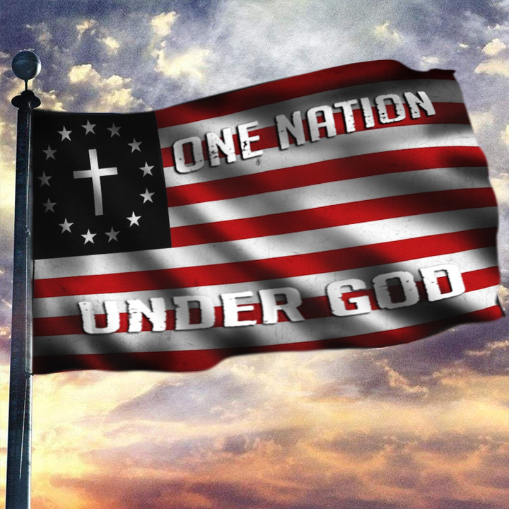 Cross Betsy Ross One Nation Under Flag USA Christian Patriotic Yard Decor