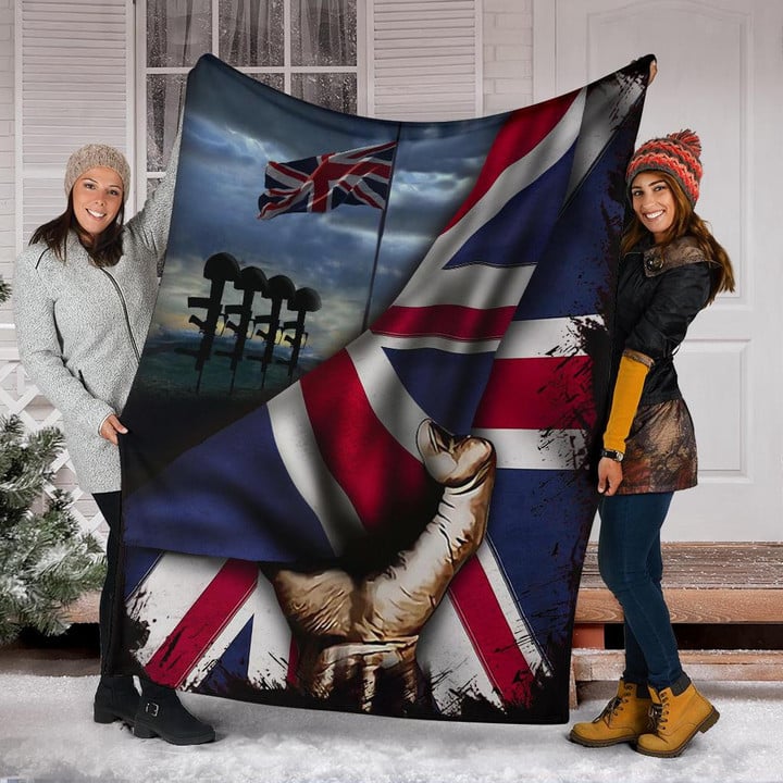 British Military Behind UK Flag Blanket Memorial Day Patriotic Blanket Gifts For Veteran