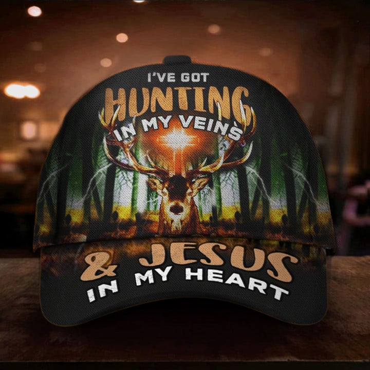 Deer Hunting Hat I've Got Hunting In My Veins And Jesus In My Heart Best Caps For Men
