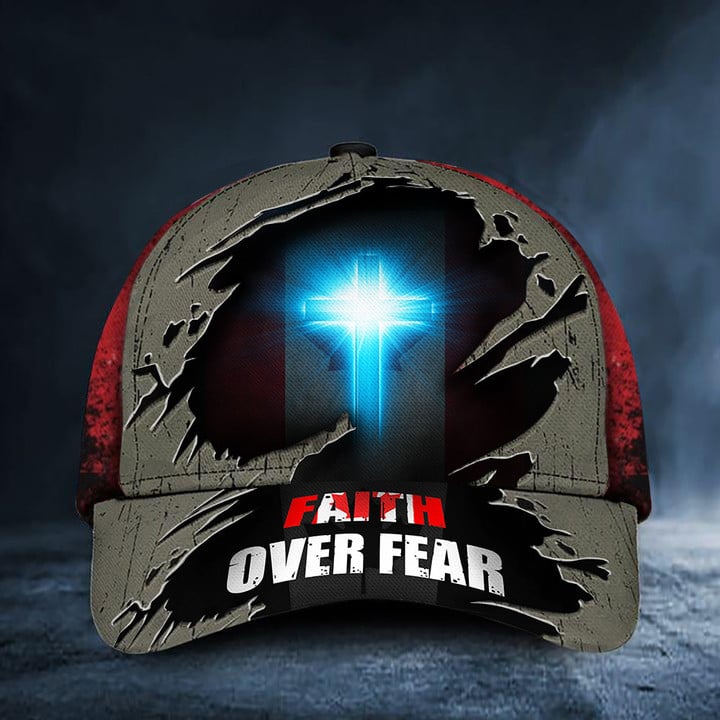 Cross Faith Over Fear Canada Flag Cap Christian Trucker Hats ​Gifts For Canadian