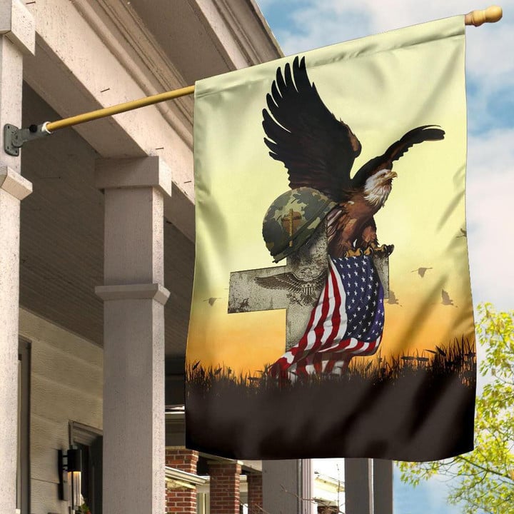 US Eagle Veteran Flag Honor Military Memorial Day Garden Flags Patriotic Decorations Outdoor