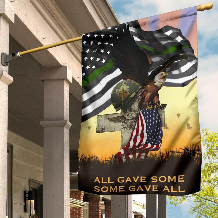 Thin Green Line All Gave Some Some Gave All Flag Veterans Honoring Military Yard Decor