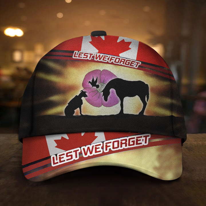 Canada Flag Veteran Animal Lest We Forget Hat