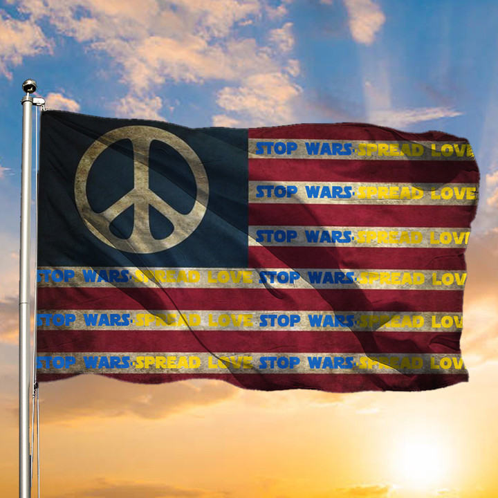 Stop Wars Spread Love Peace American Flag Old Retro Anti War Protest Merchandise