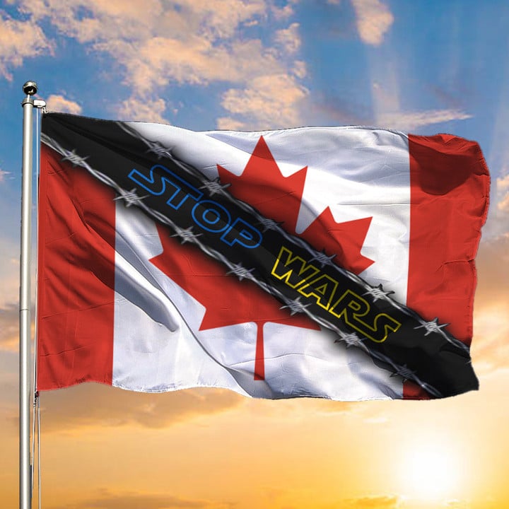 Stop Wars Spread Love Canadian Flag No War In Ukraine Anti War Protest Merchandise