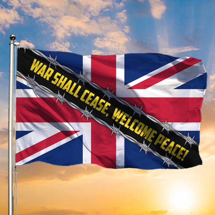 War Shall Cease Welcome Peace UK Flag Anti War Support Peace Merchandise
