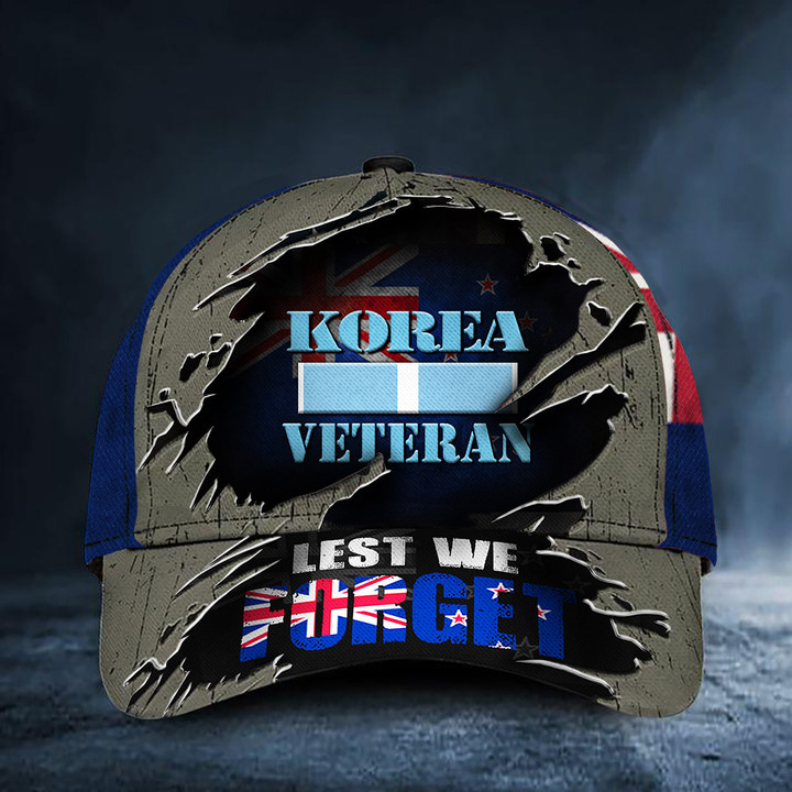 Korea Veteran Lest We Forget New Zealand Flag Hat Military Remembrance Patriotic Hats For Dad