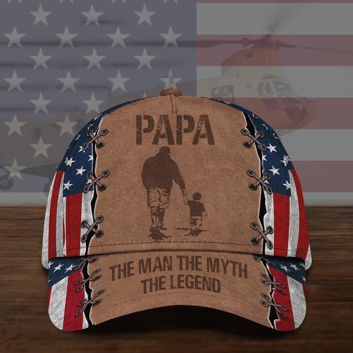 Papa The Man The Myth The Legend American Flag Hat Mens Vintage Hats Papa Gift Ideas