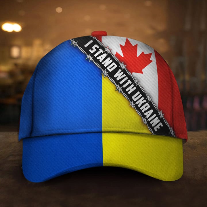 Stand With Ukraine Hat Ukrainian Canada Flag Hat Support Ukraine Merch