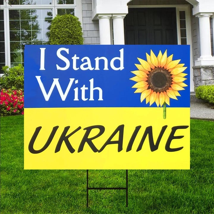 Sunflower I Stand With Ukraine Yard Sign Support Ukraine Sign Merchandise