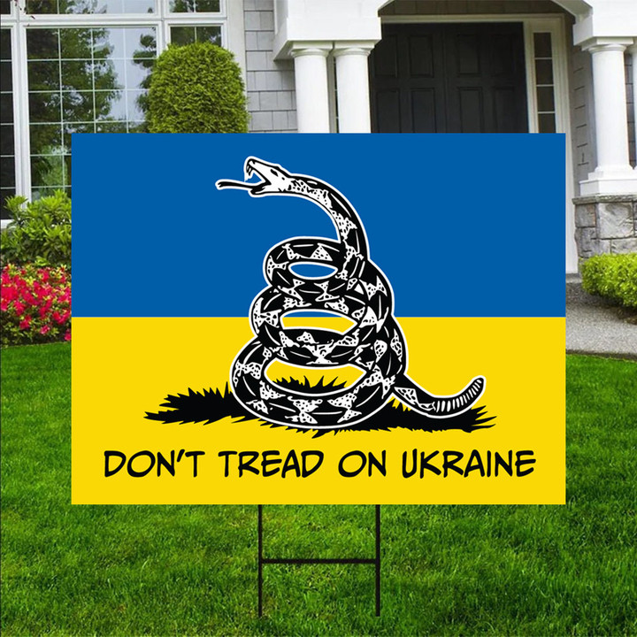 Gadsden Don't Tread On Ukraine Flag Yard Sign Support Stand With Ukraine Sign Merch