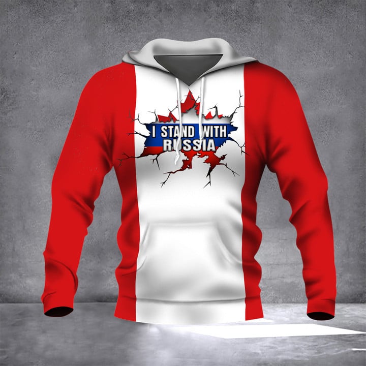 Stand With Russia Canada Flag Hoodie Support Russia Merch For Canadian