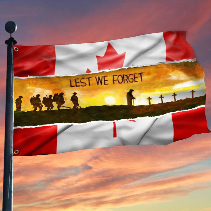 Canada Veterans Lest We Forget Flag Honoring Vets Memorial Day Flag