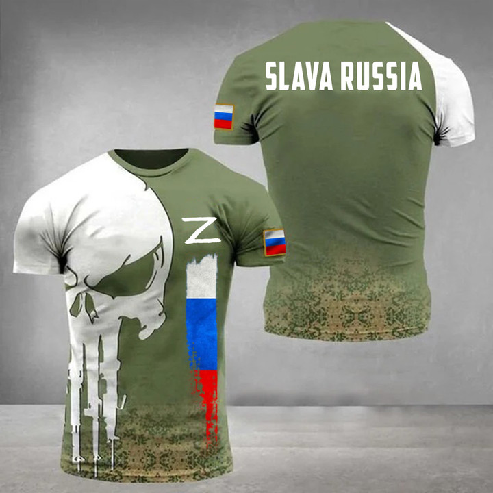 Slava Rusia T-Shirt Support Russia Flag Shirt For Men