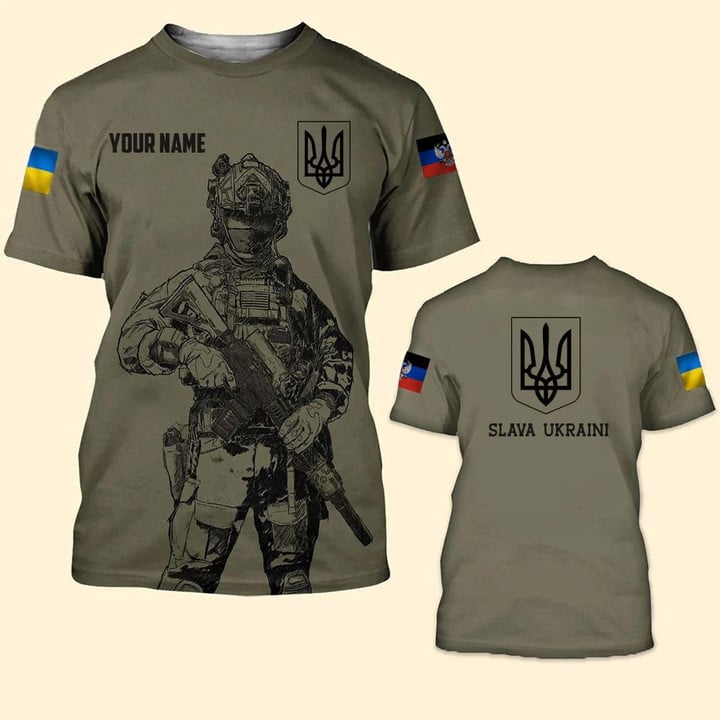 Personalized Slava Ukraini Donetsk People's Republic Flag Shirt Ukrainian Flag T-Shirt