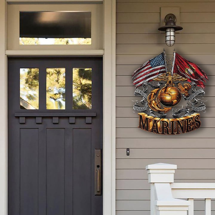 Marine Corps Metal Sign American USMC Flag Hanging Sign Decor Marine Retirement Gift Ideas