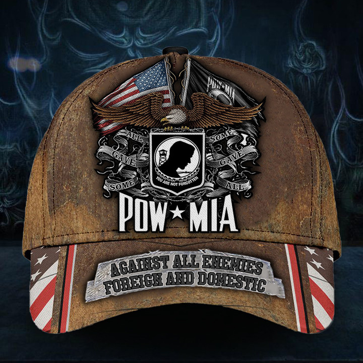 Pow Mia Hat Against All Enemies Foreign And Domestic Pow Mia Merchandise Veteran Gift Ideas
