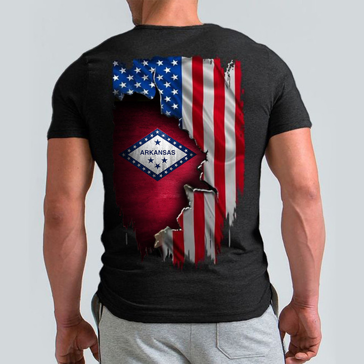 Arkansas State American Flag Shirt Texas Pride Patriotic T-Shirt Gifts For American