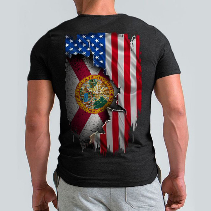 Florida Flag And American Flag Shirt Patriotic Florida Graphic Tee Apparel Gift Ideas