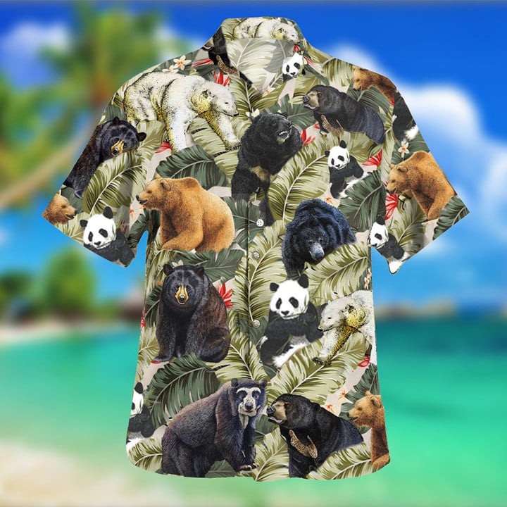 Bears With Tropical Leaves Hawaii Shirt Summer Vacation Mens Clothing Gift For Animal Lovers