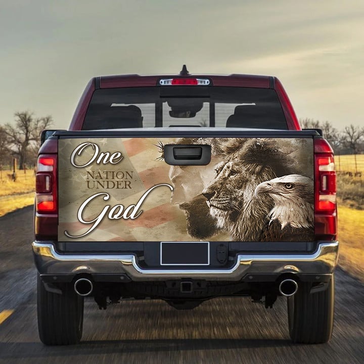 Jesus Lion And Eagle One Nation Under God Tailgate Decal Sticker Wrap Christian Car decor