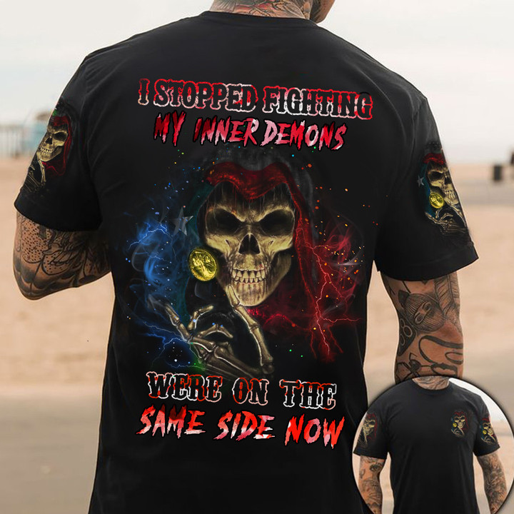 Canada Skull I Stopped Fighting My Inner Demons Shirt Mens Funny Shirts Canadian Gift