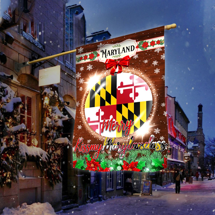 Merry Kissmymarylandass Flag Maryland Pride Merry Christmas Flag Inside Outside