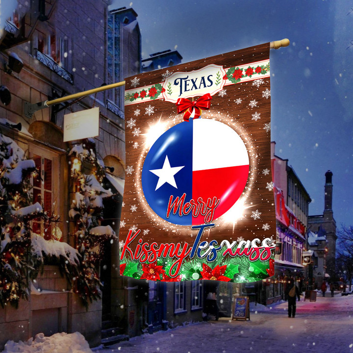 Merry Kissmytesxass Flag Texas Pride Christmas Flag Indoor Outdoor Decorations
