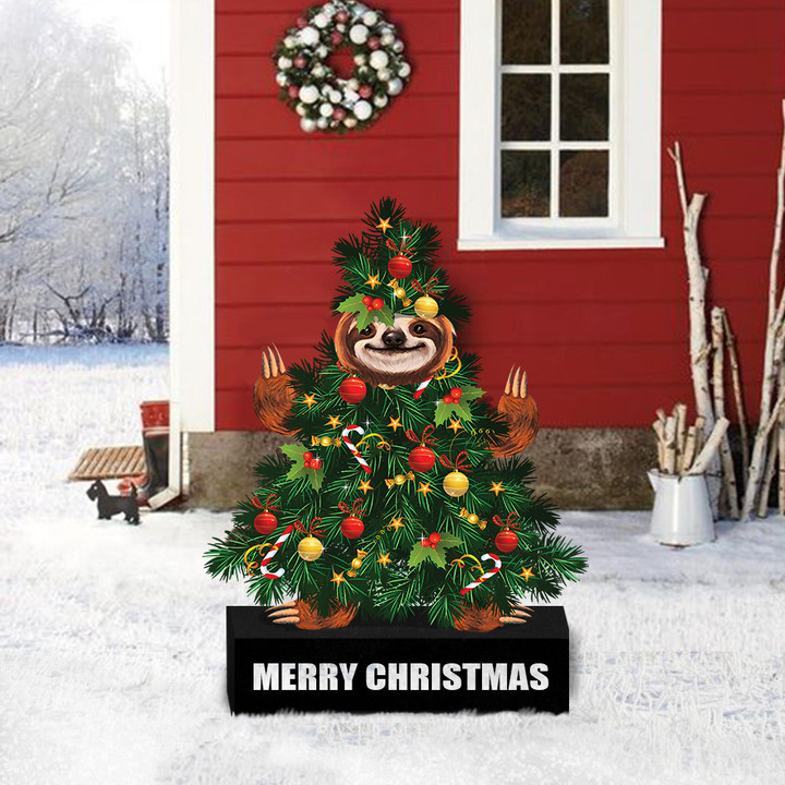Sloth Merry Christmas Yard Sign Sloth Lover Outdoor Yard Decorations Gifts For Xmas