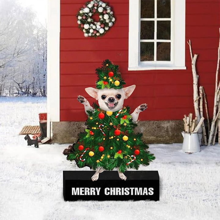 Chihuahua Merry Christmas Yard Sign Chihuahua Lover Outdoor House Christmas Decorations