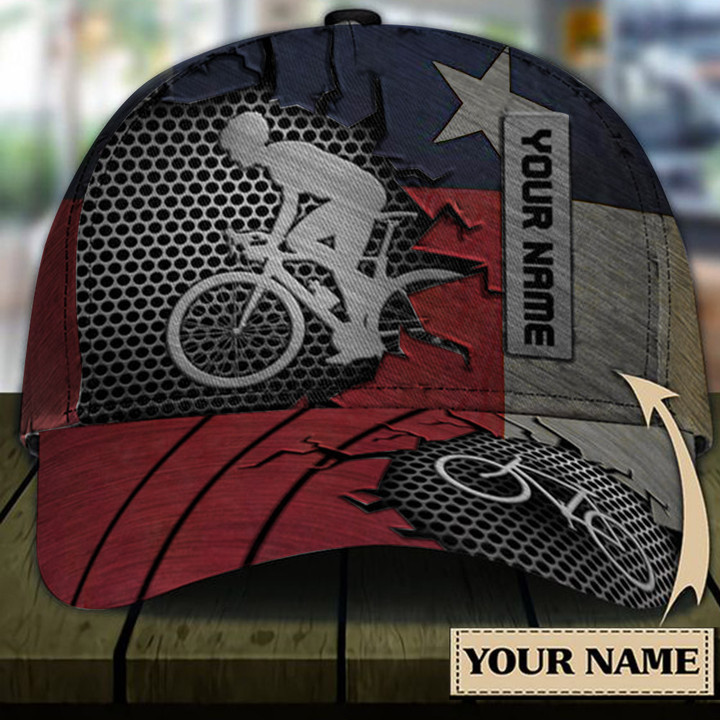 Personalized Cycling Texas Flag Hat Bike Lover Patriotic Hats Mens