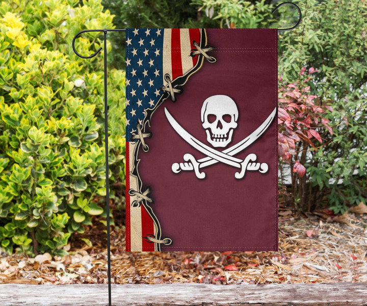 Ms State Pirate Flag American And Jolly Roger Flag Front Yard Decor
