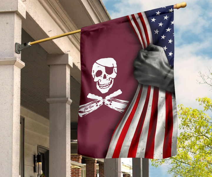 Old Row Maroon Pirate Flag Inside American Flag Mississippi State Pirate Flag Home Decor