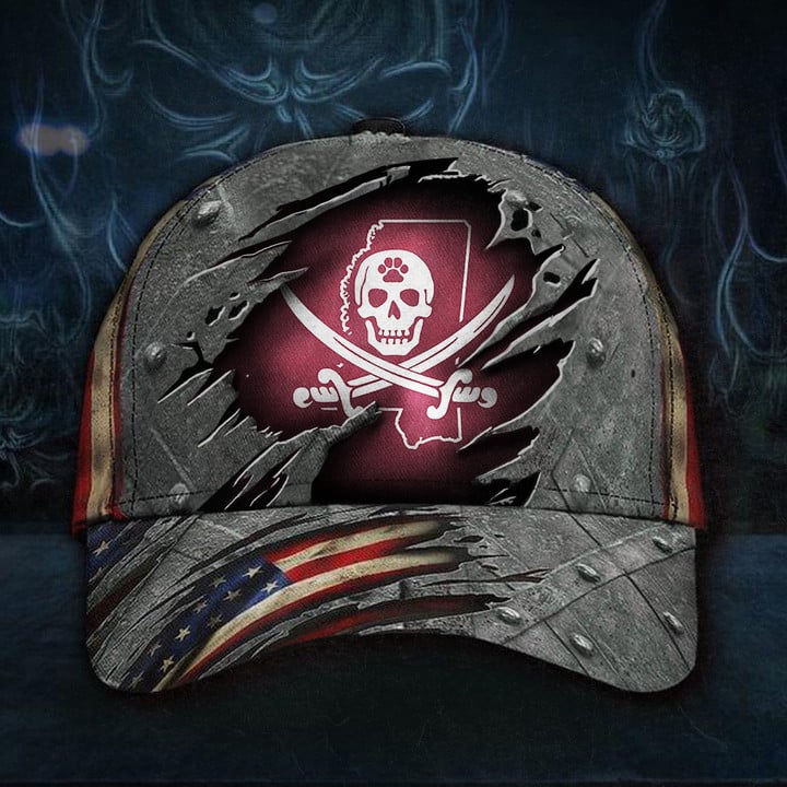 Mississippi State Pirate Flag And American FlagHat Vintage Leach Pirate Cap