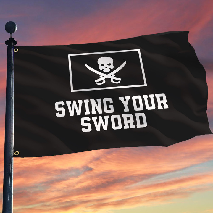 Henry Every Flag Swing Your Sword Mike Leach Flag Mississippi State Pirate Merch