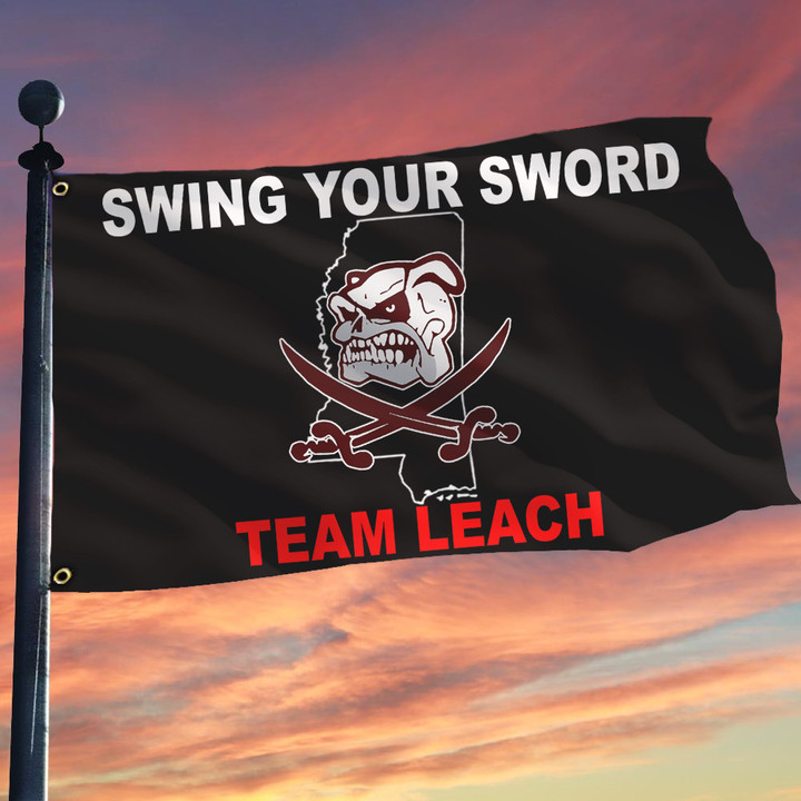 Black Pirate Flag Mike Leach Pirate Bulldog Flag Swing Your Sword Team Leach Merch