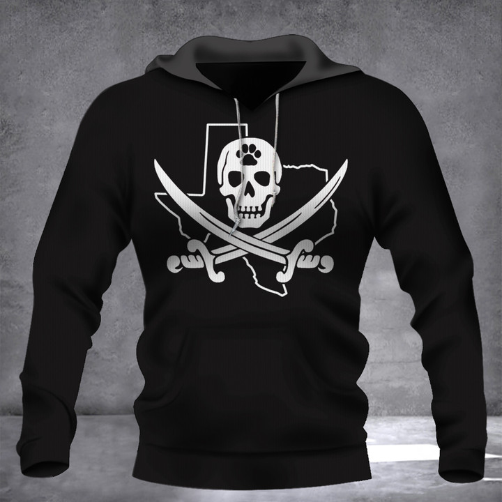 Texas State Bulldog Pirate Shirt Black Pirate Flag T-Shirt Clothing