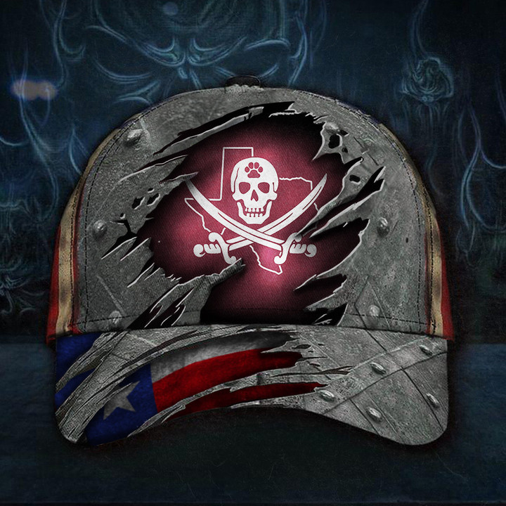 Texas State Bulldog Pirate American Flag Hat Pirate Skull And Crossbones Flag Merch