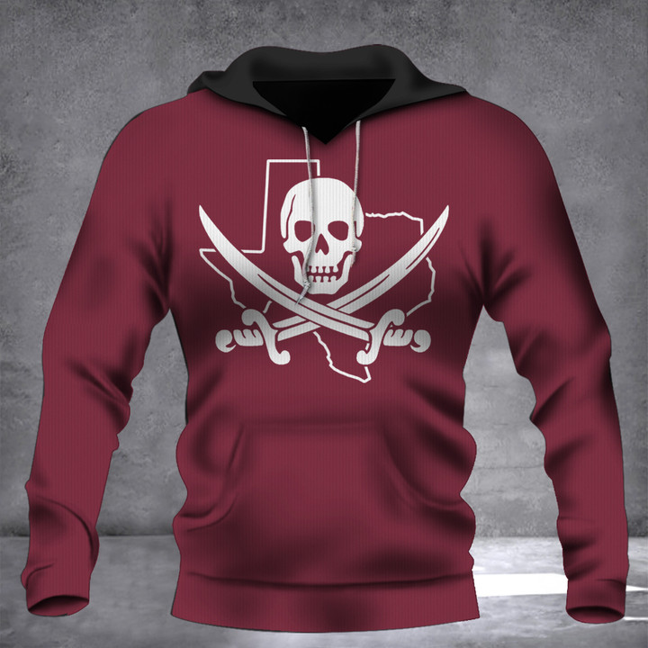 Texas State Pirate Hoodie Skull And Crossbones Black Pirate Flag Clothing Merch