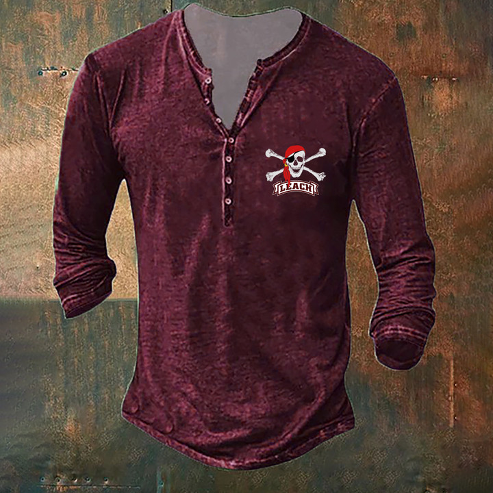 Leach Mississippi State Pirate Long Sleeve Shirt Skull And Crossbones Mike Leach Clothing