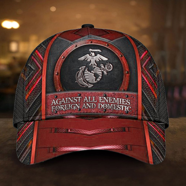US Marine Against All Enemies Foreign And Domestic Hat Proud Served Marine Corps Hats