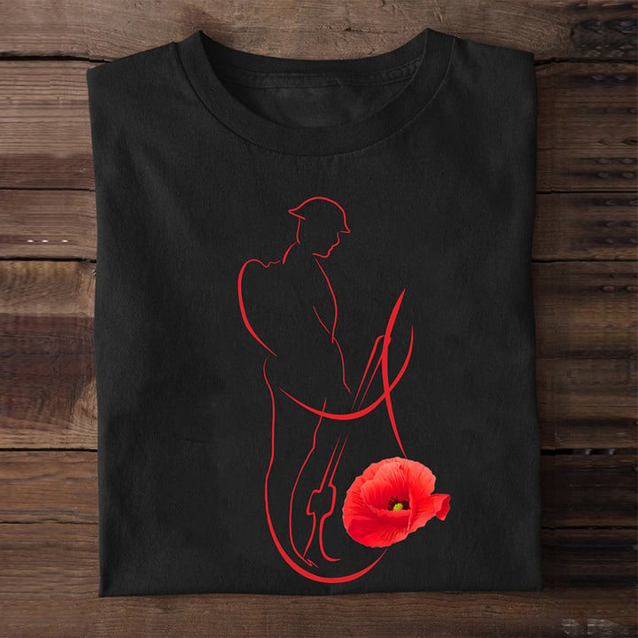 Soldier Red Poppy Shirt Military Memorial Veterans Day T-Shirt Gifts For Him