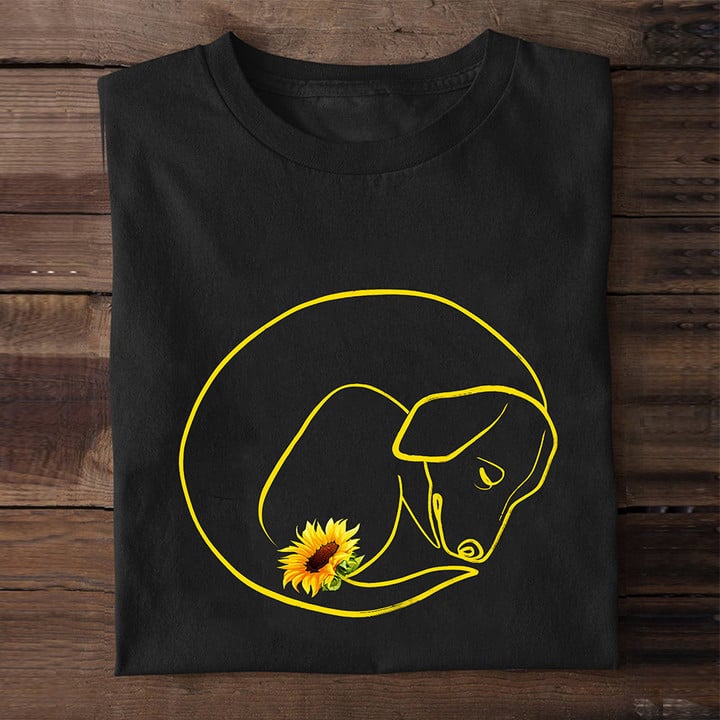 Dachshund And Sunflower Shirt Cute Graphic Tees Gift For Dog Lovers