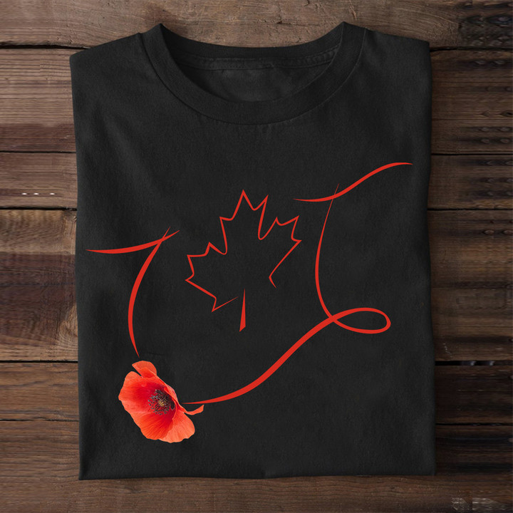 Canada Veterans Poppy Shirt Veterans Remembrance Day Poppy T-Shirt Gifts For Military