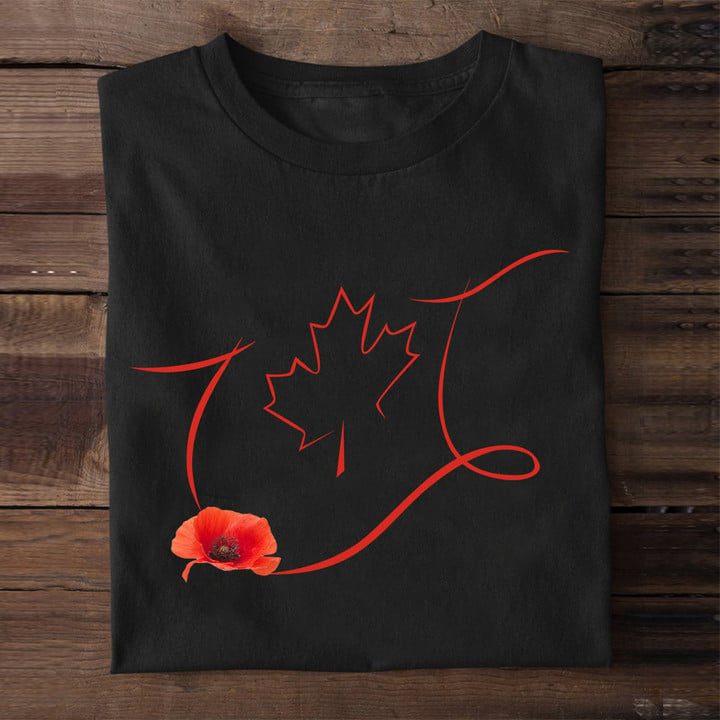 Canada Veterans Poppy Shirt Veterans Day T-Shirts Gifts For Canadian